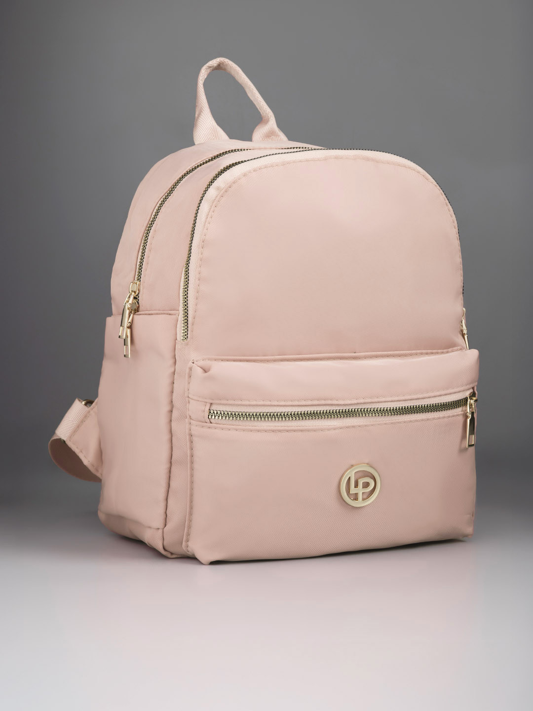 Lino Perros Women Peach-Coloured Solid Laptop Backpack