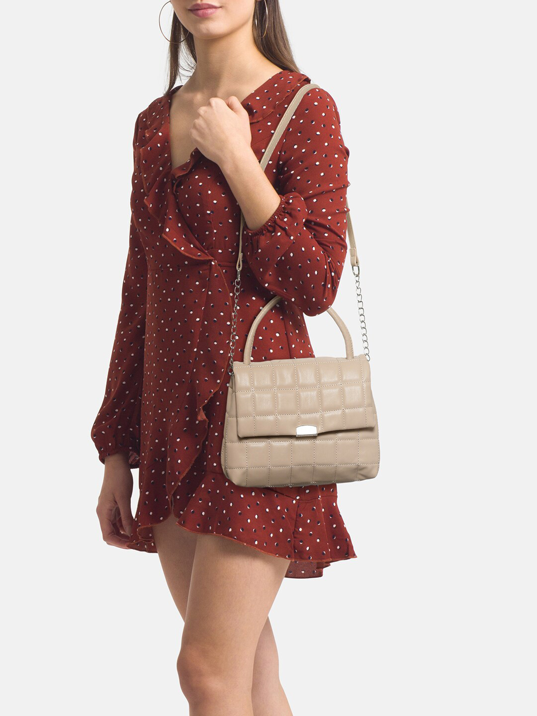 Lino Perros Beige Quilted Satchel