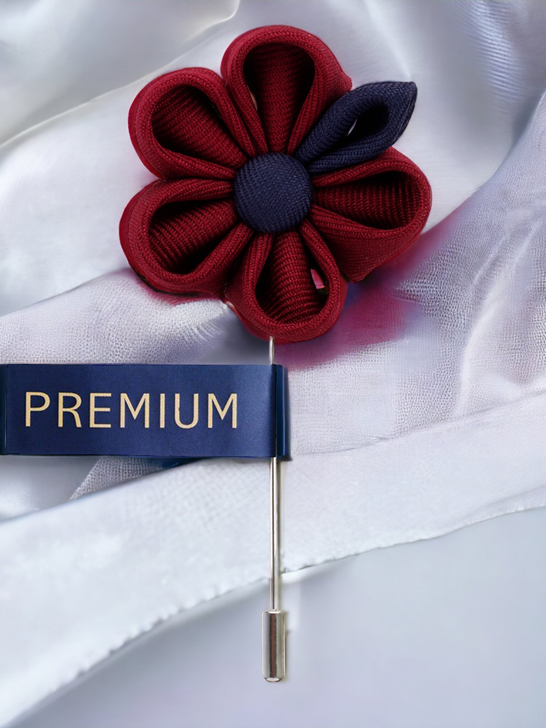 PELUCHE Unisex Maroon & Navy Blue Dual Shaded Beauty Lapel Pin