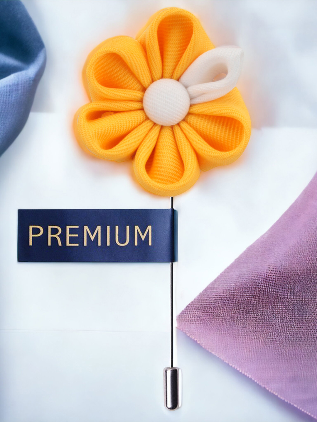 PELUCHE Unisex Yellow & White Dual Shaded Beauty Lapel Pin