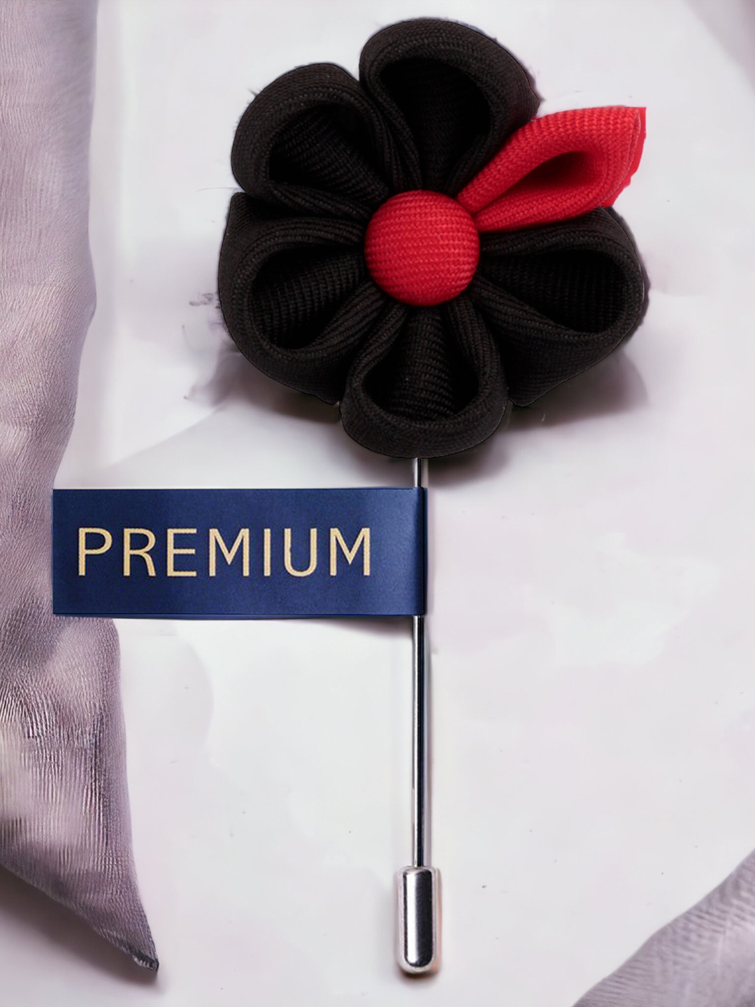 PELUCHE Unisex Black & Red Dual Shaded Beauty Lapel Pin