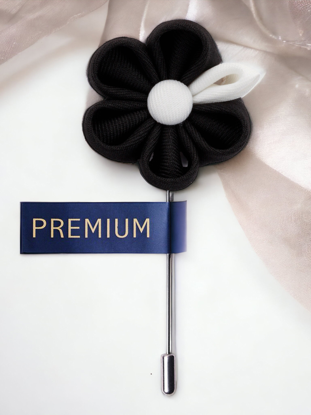 PELUCHE Unisex Black & White Dual Shaded Beauty Lapel Pin