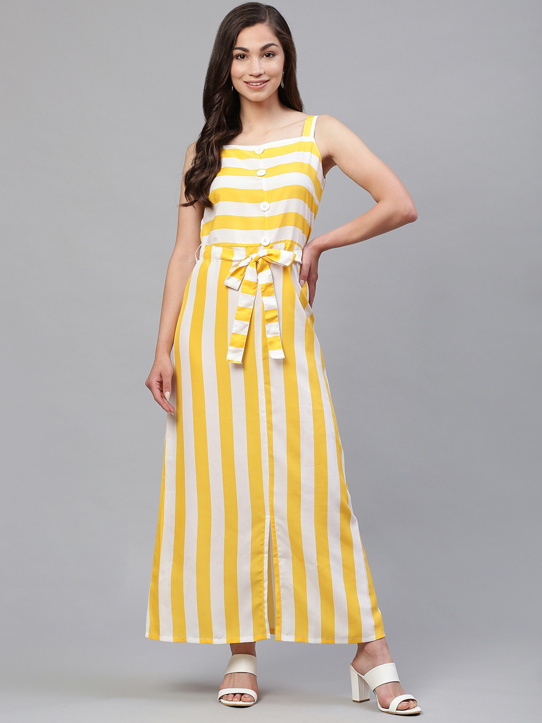 SIRIKIT Women Yellow Striped Maxi Dress