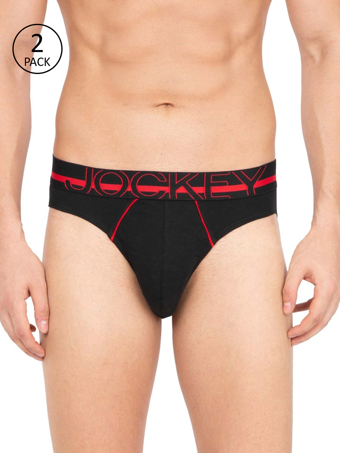 Jockey Men Pack of 2 Black Solid Briefs 9867745-2