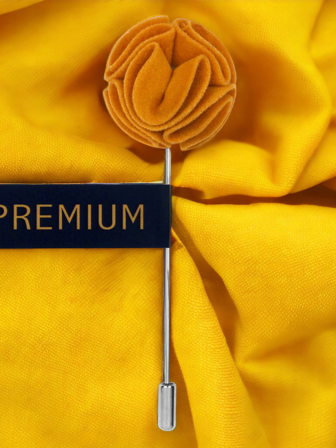 PELUCHE Unisex Mustard Yellow & Silver-Toned The Dahlia Flower Lapel Pin