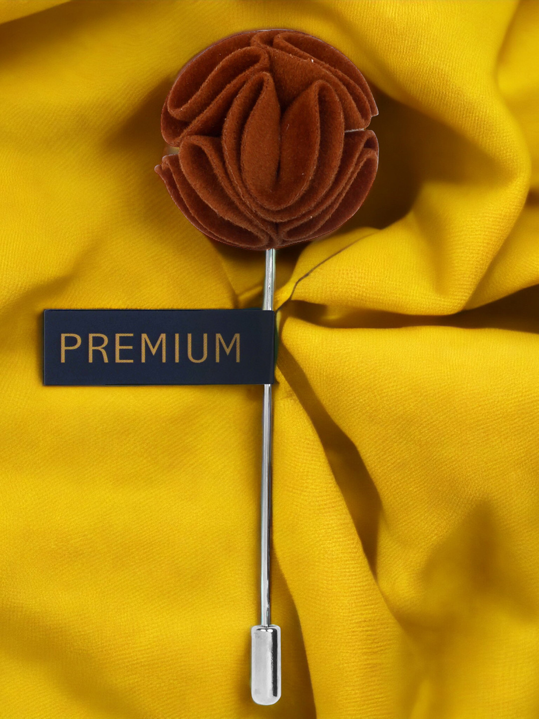 PELUCHE Unisex Brown Dahlia Flower Lapel Pin