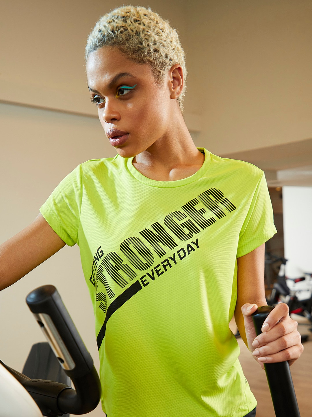 HRX By Hrithik Roshan Green Printed Rapid Dry N9 Antimicrobial Technology Training T-shirt