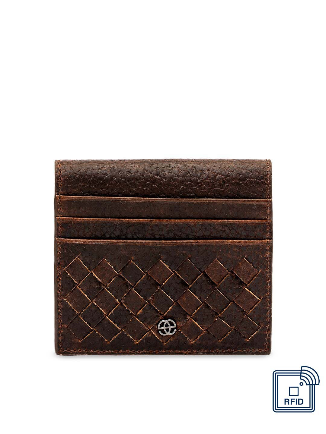 Eske Men Brown Textured Card Leather Holder