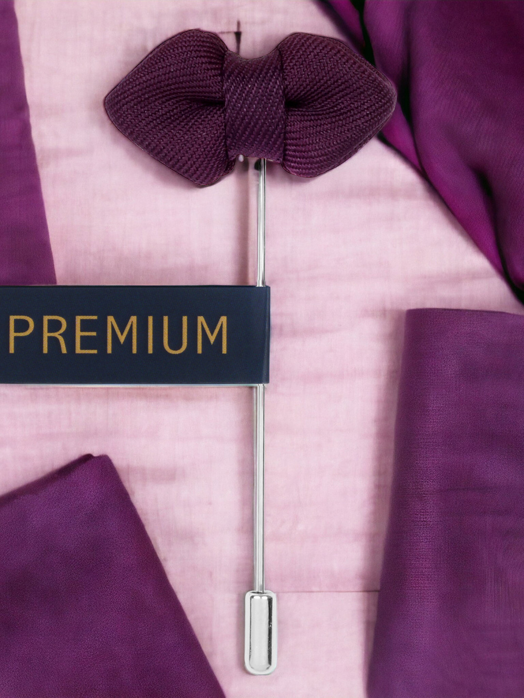 PELUCHE Unisex Purple Mini Bow Brooch Lapel Pin