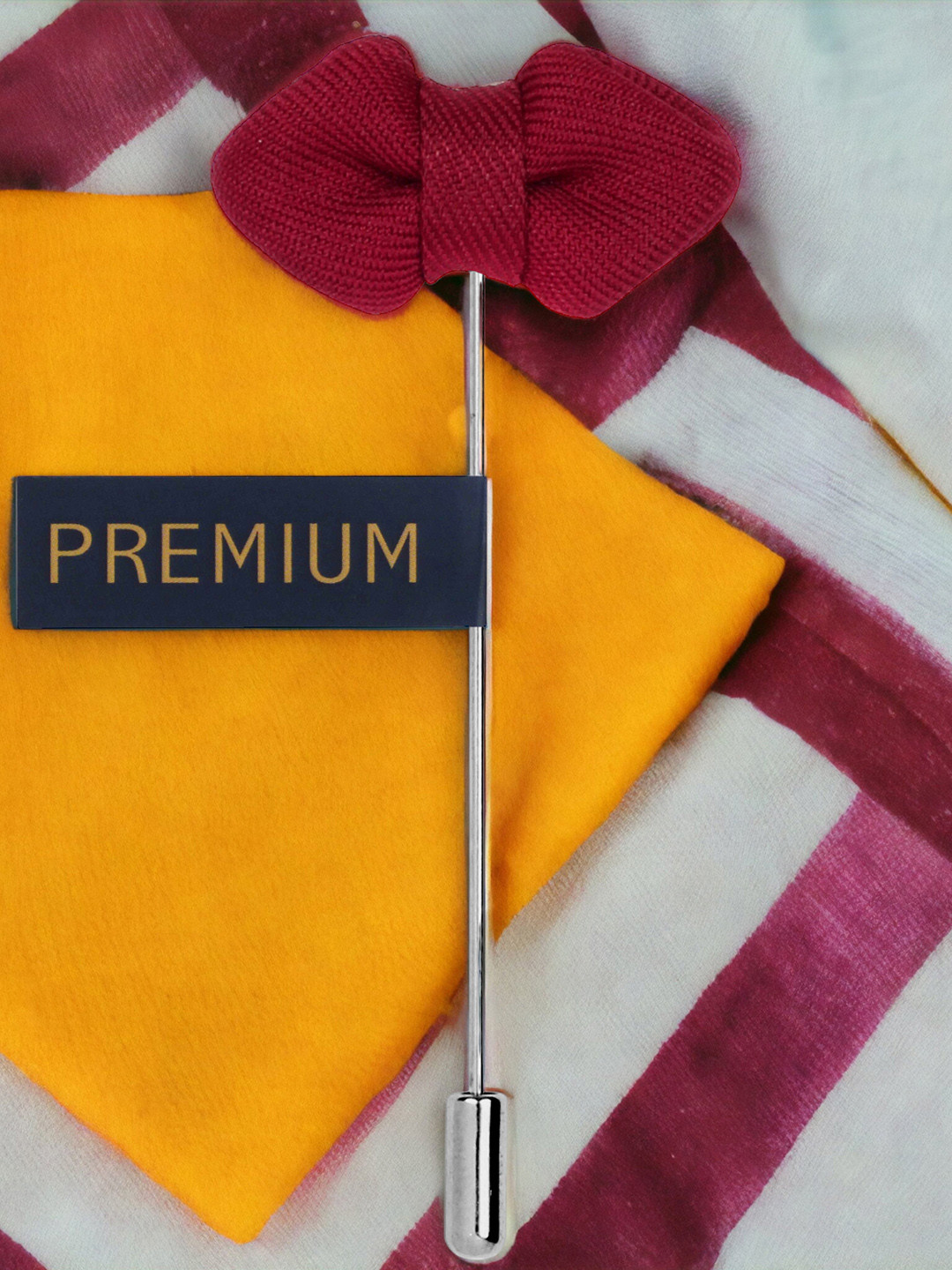 PELUCHE Unisex Maroon Mini Bow Brooch Lapel Pin