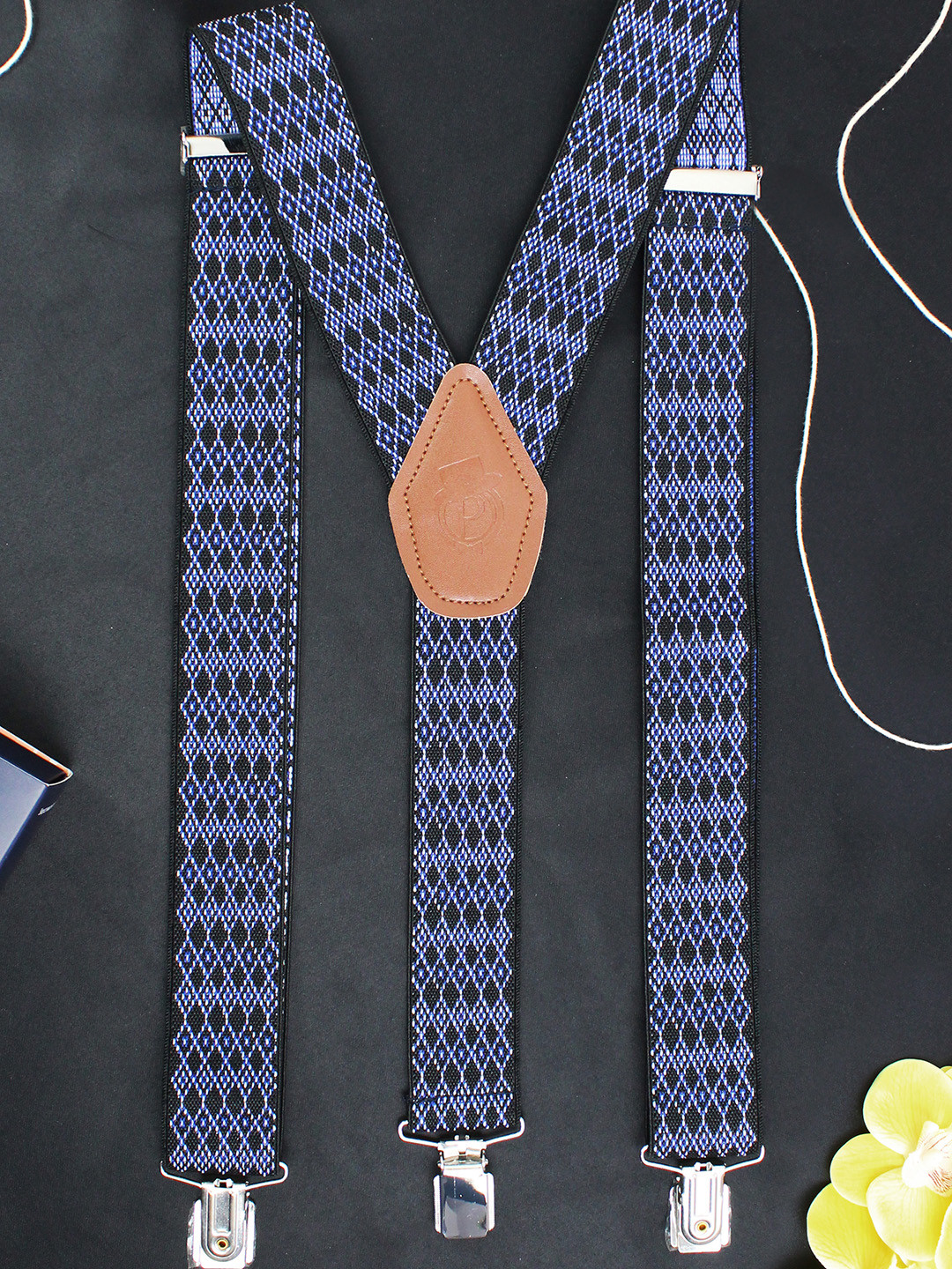 PELUCHE Men Black & White Patterned Picture Perfect Suspenders