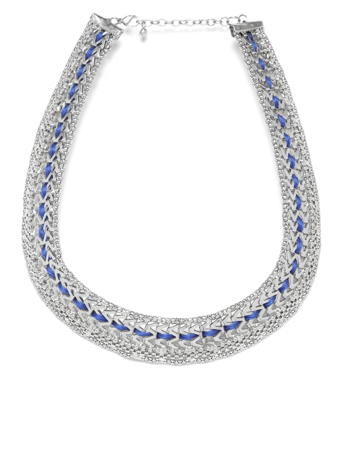 RICHEERA Blue Silver-Plated Textured Necklace