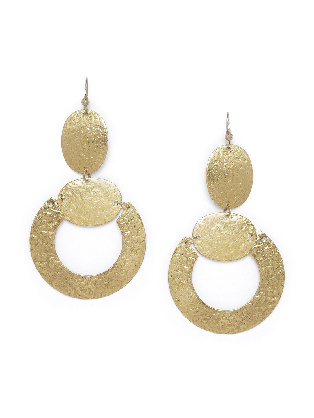 RICHEERA Gold-Plated Textured Geometric Drop Earrings