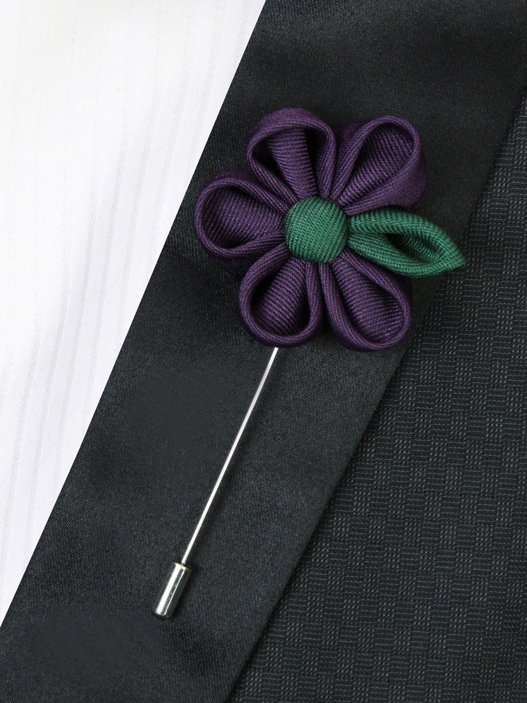 PELUCHE Unisex Purple & Green Dual Shaded Lapel Pin
