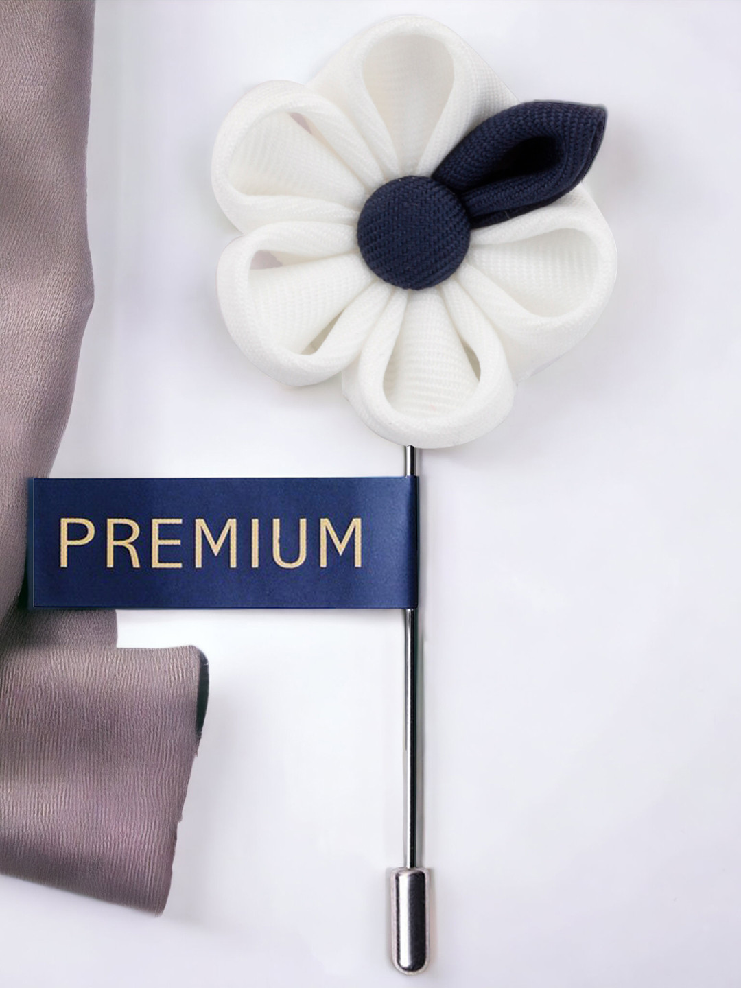 PELUCHE Unisex White & Navy Blue Dual Shaded Lapel Pin
