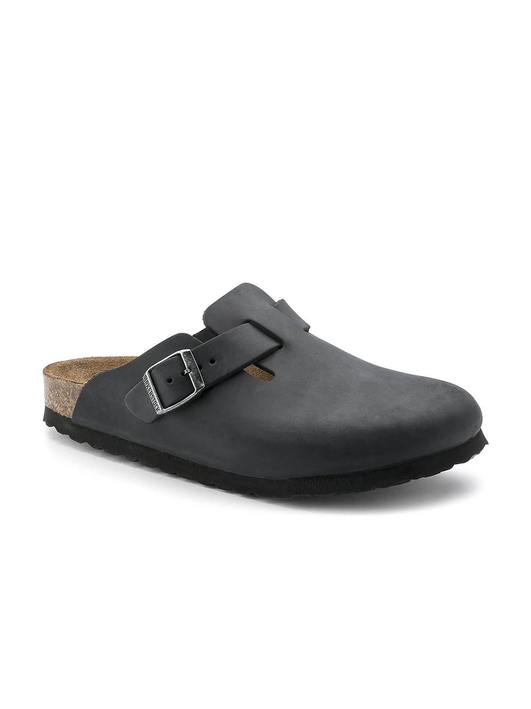 Birkenstock Boston Black Regular Width Oiled Leather Clogs