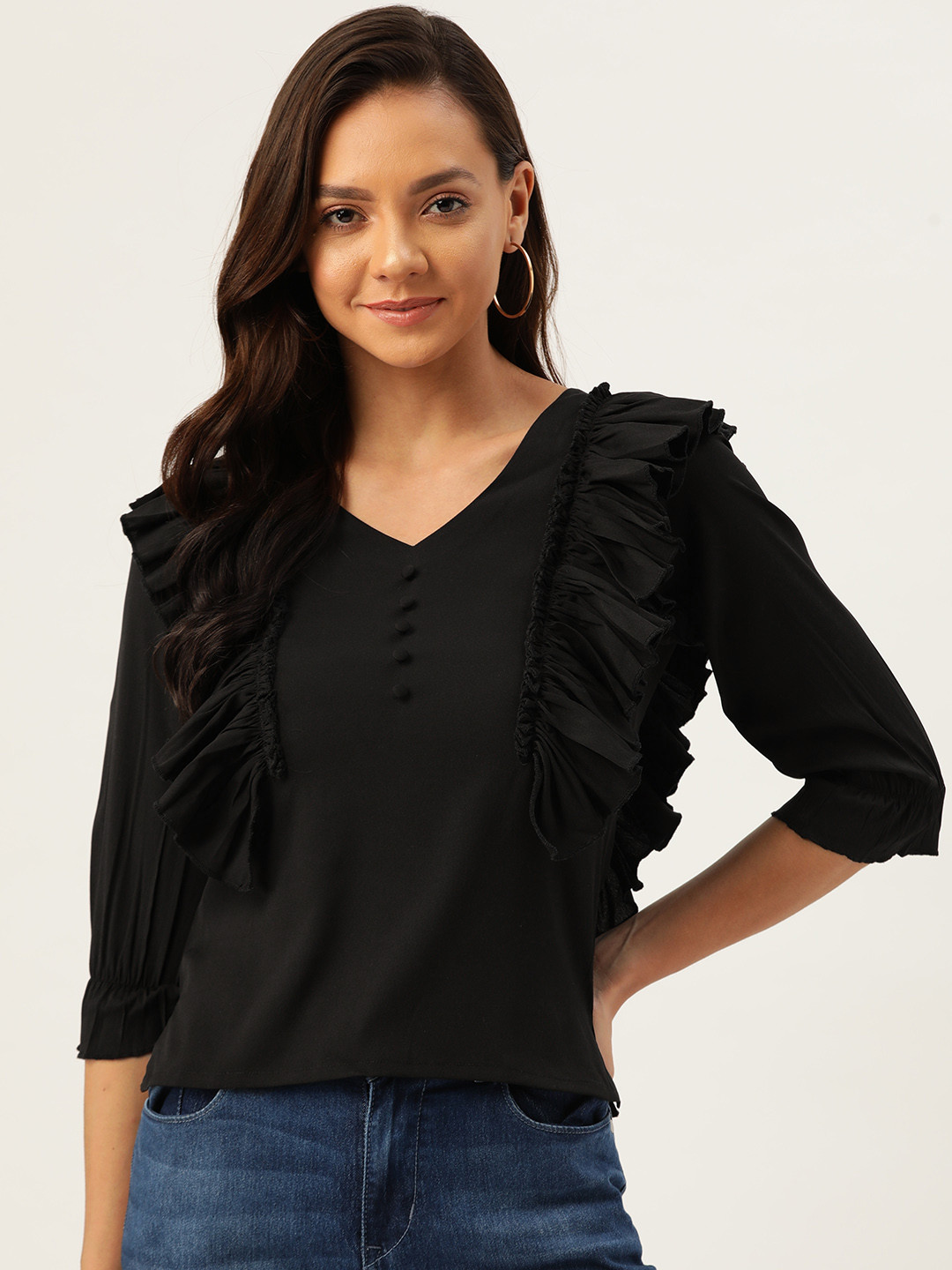 ANTS Women Black Solid Top