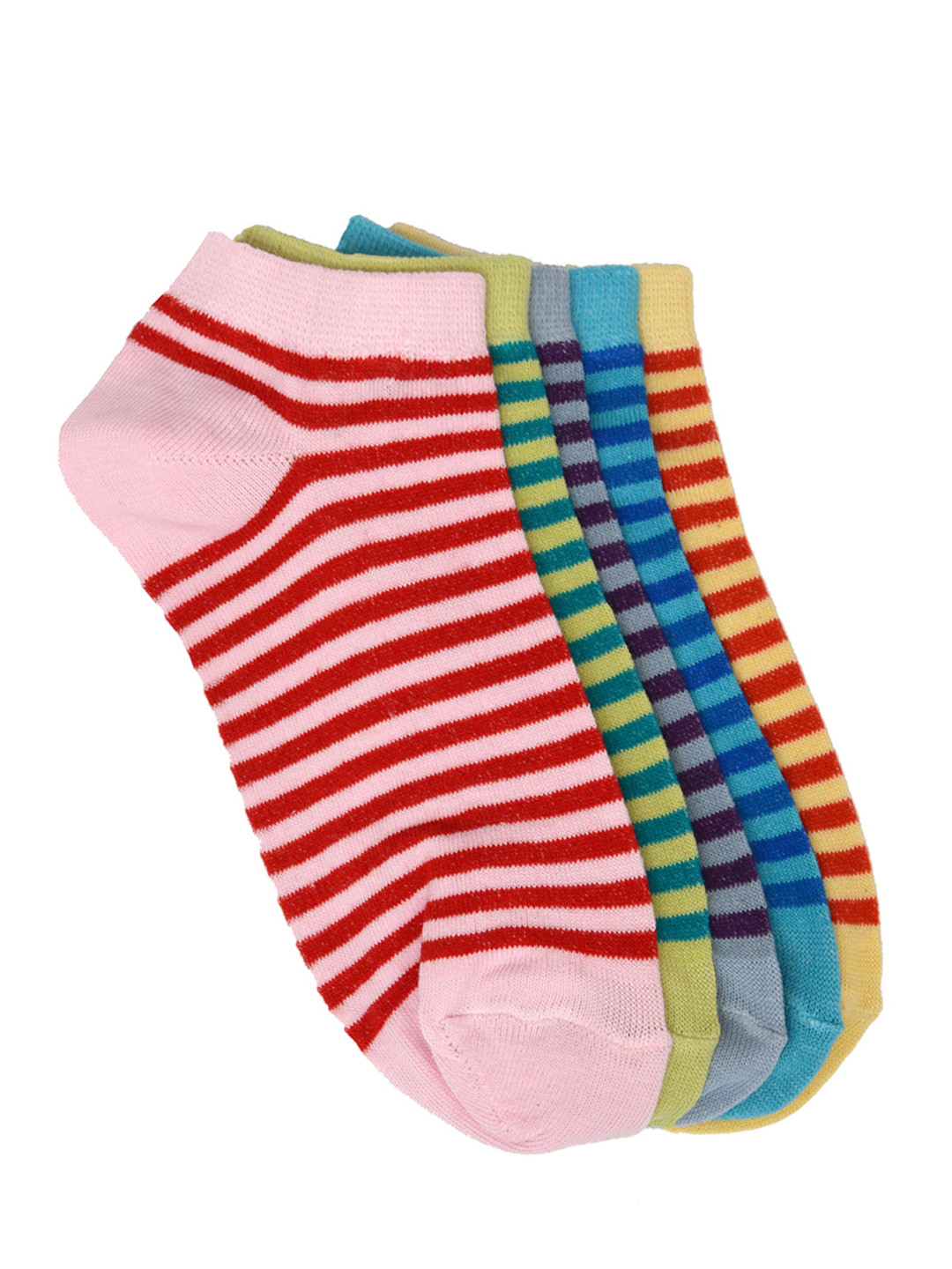 MARC Women Set of 5 Striped Ankle-Length Socks