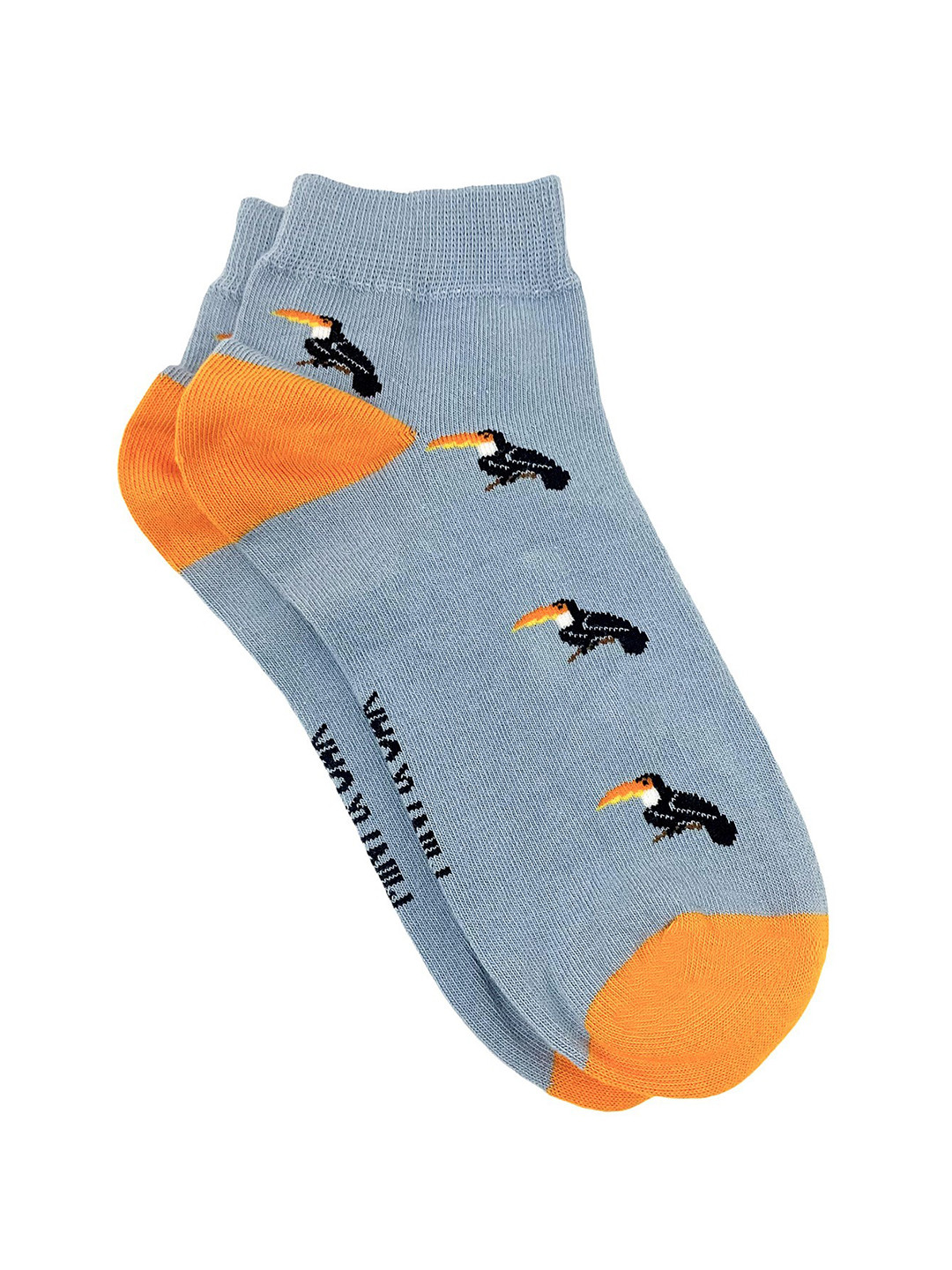 Mint & Oak Men Blue Patterned Bird Of Feather Ankle-Length Socks