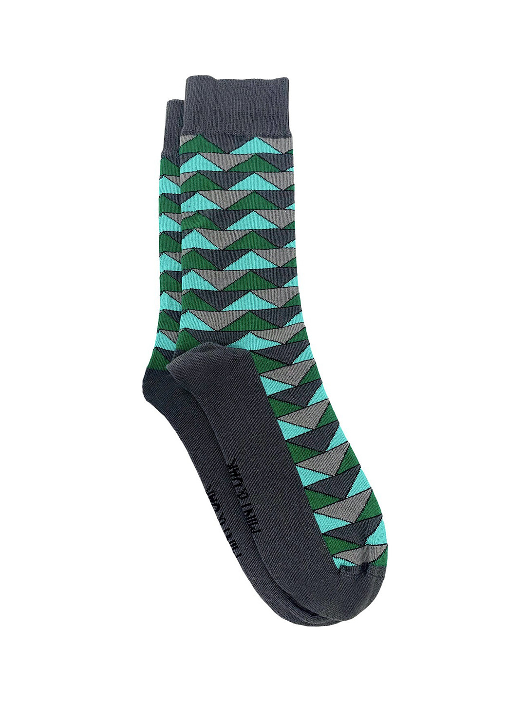 Mint & Oak Men Green & Grey Play the Angles Calf-Length Socks