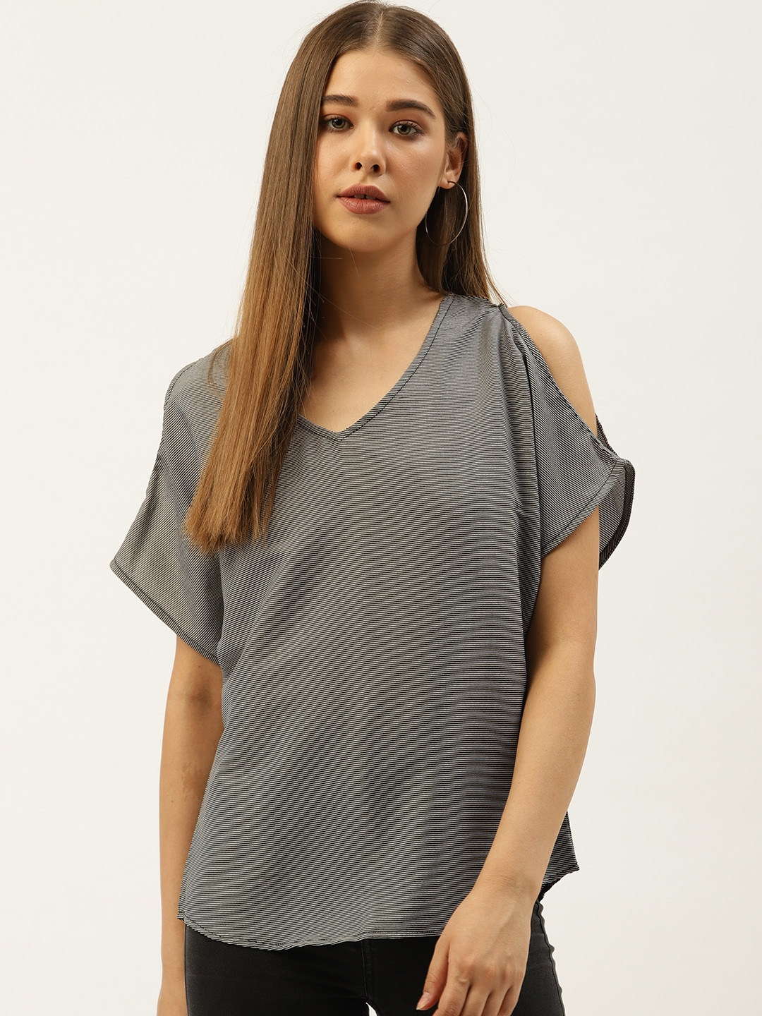 An Episode Women Black & White Striped Top