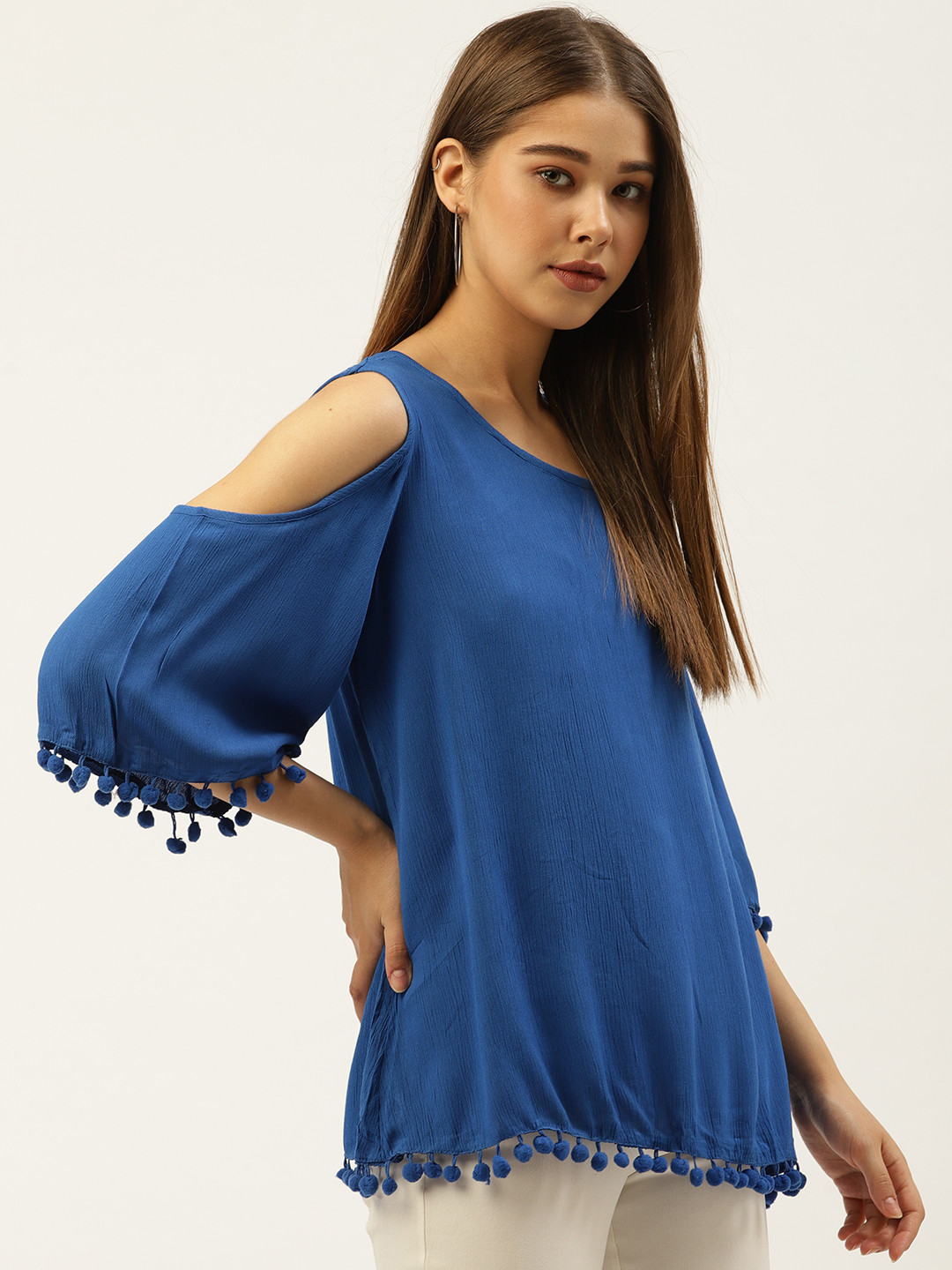 An Episode Women Blue Solid Top
