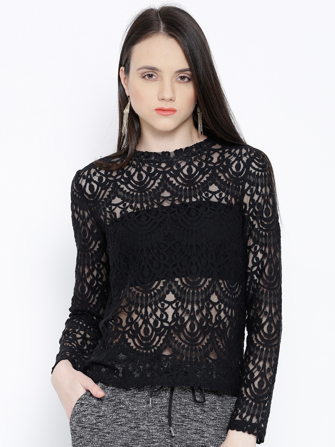 Buy Vero Moda Black Lace Top - for Women 1166922 Myntra