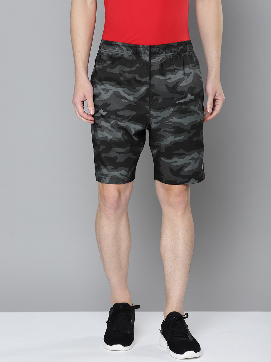 Reebok Men Black Workout Ready Graphic Shorts