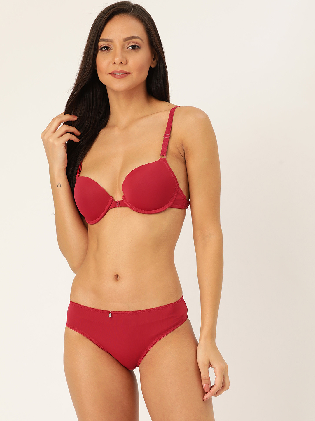 MAKCLAN Women Red Solid Lingerie Set K27019LD