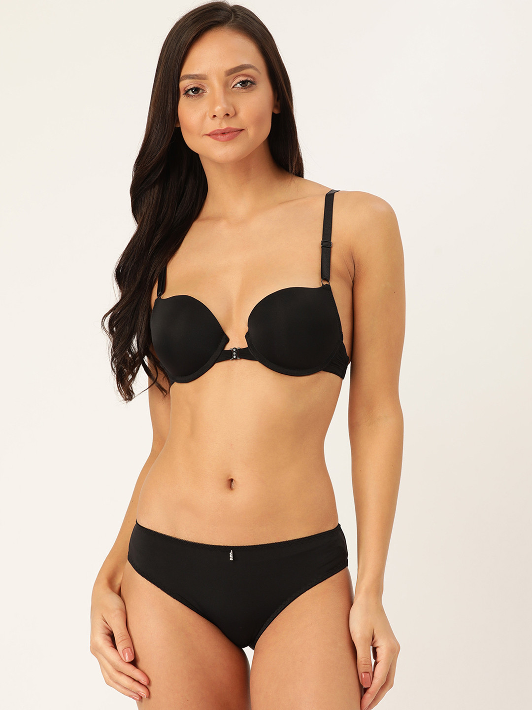 MAKCLAN Women Black Solid Lingerie Set K27019LB