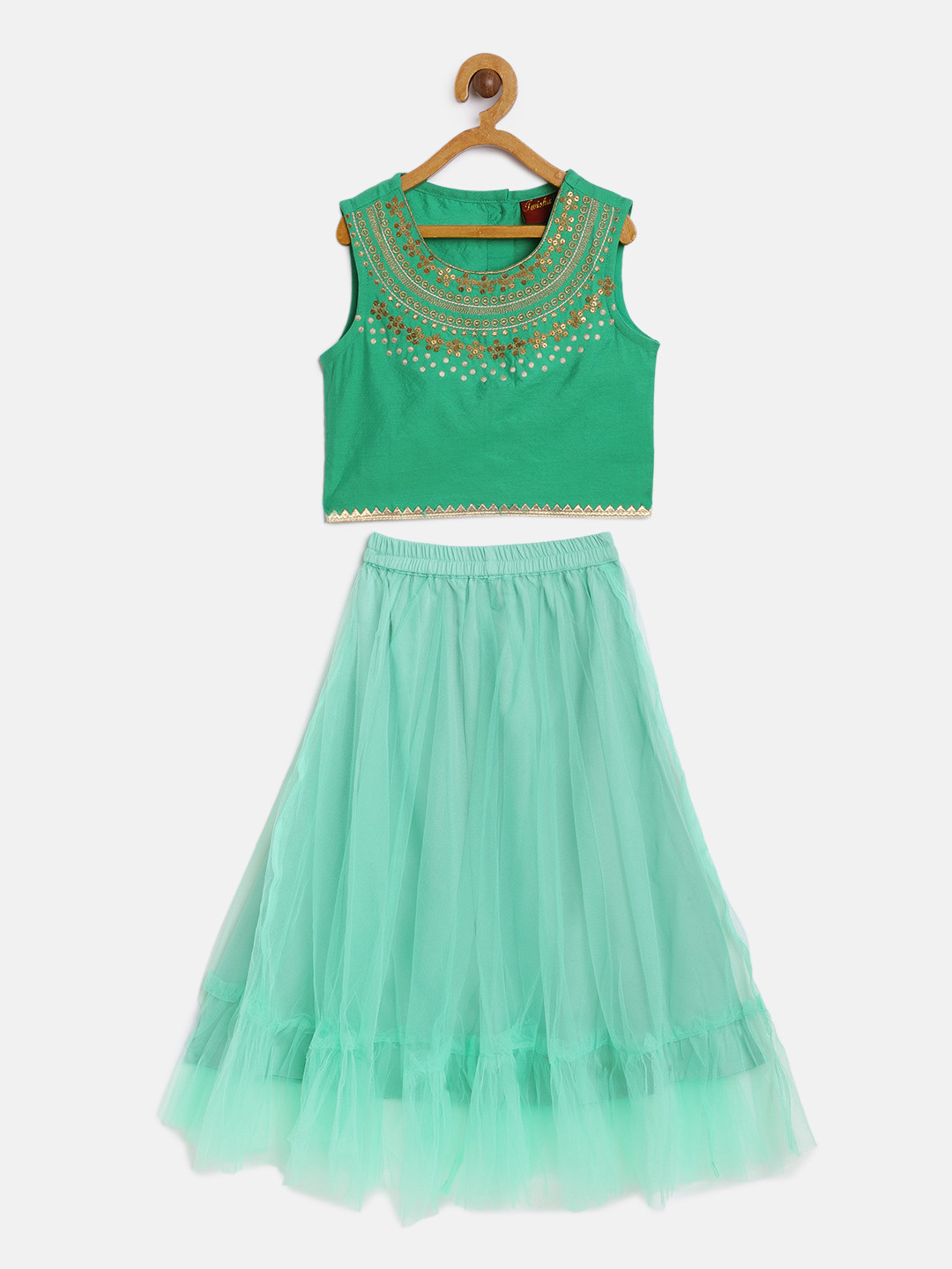 Twisha Girls Sea Green Ready to Wear Lehenga with Blouse