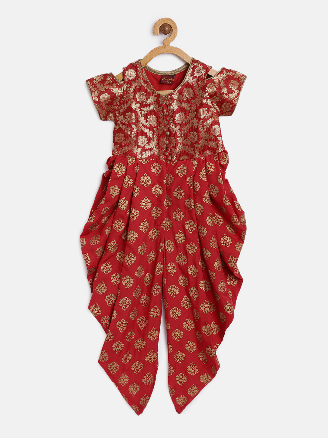 Twisha Girls Red Printed Basic Jumpsuit