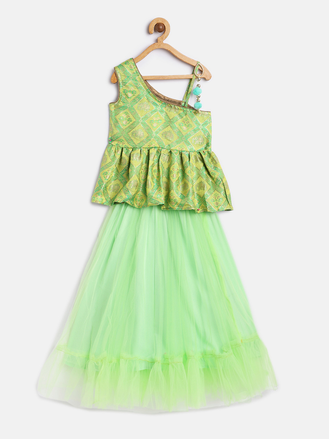 Twisha Girls Green Ready to Wear Lehenga with Blouse
