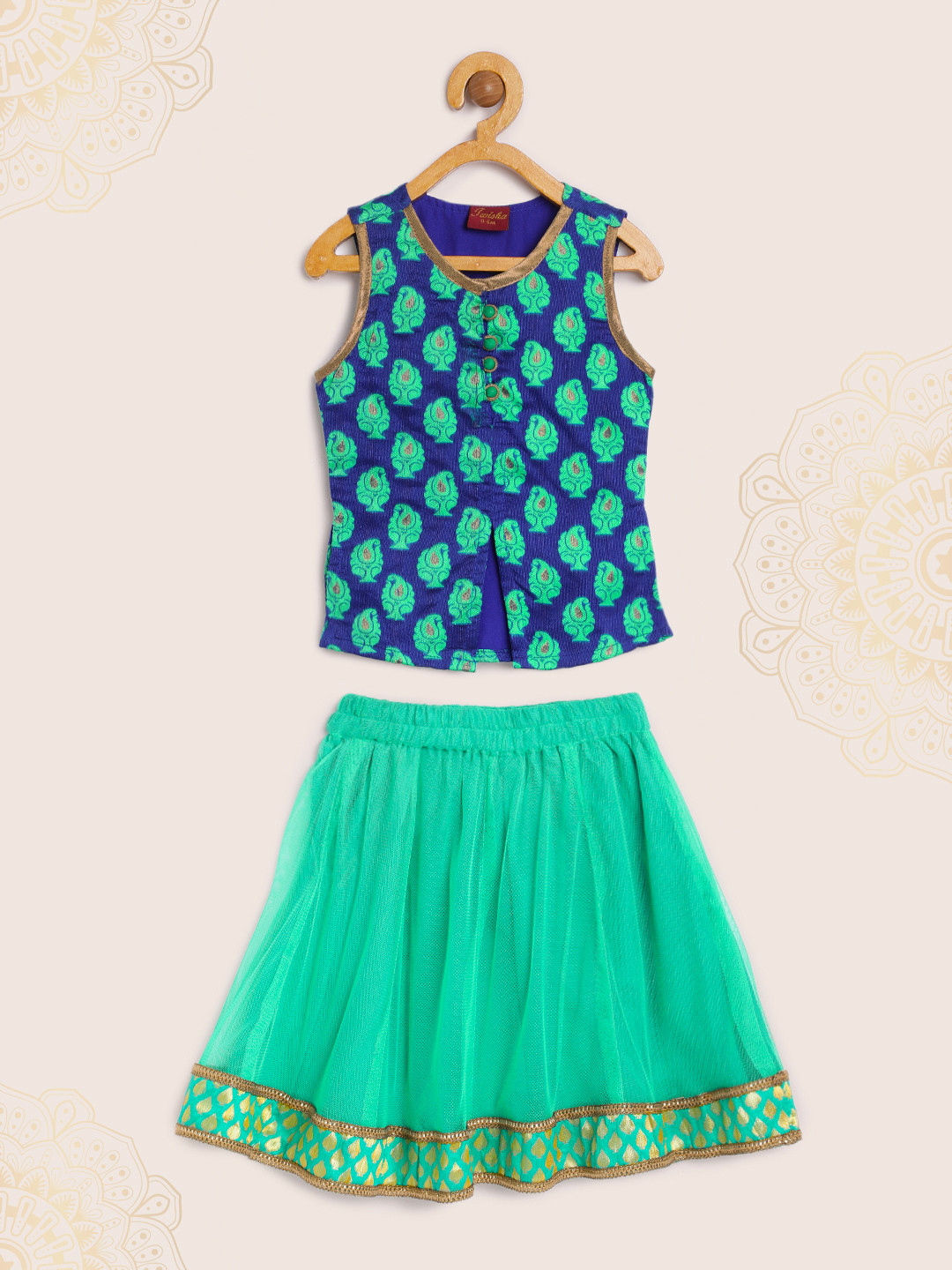Twisha Blue & Sea Green Ready to Wear Lehenga with Blouse