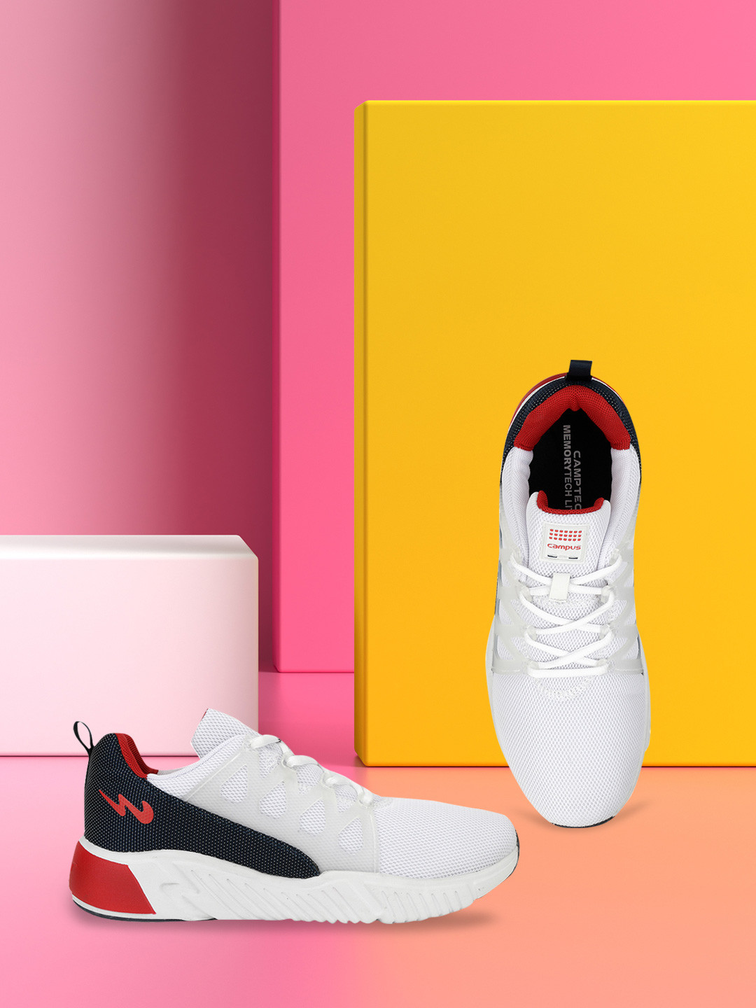 Campus Men BARLEY White Mesh Running Shoes