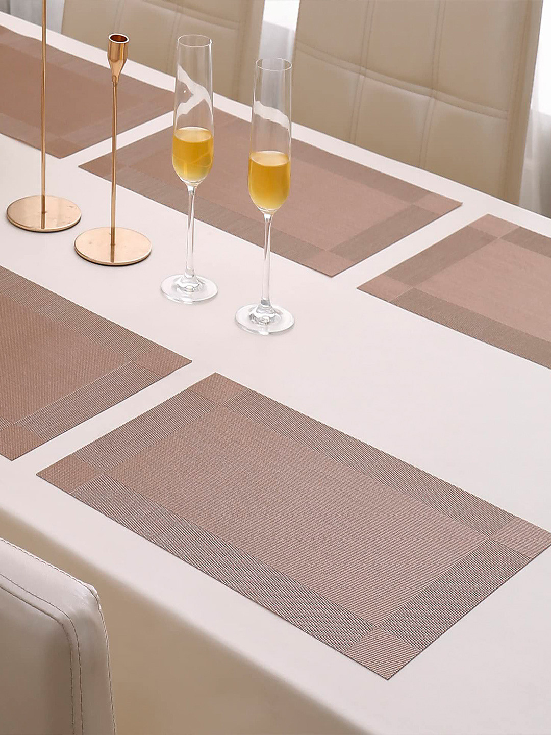 HOKIPO Set of 6 Brown Solid Table Mats
