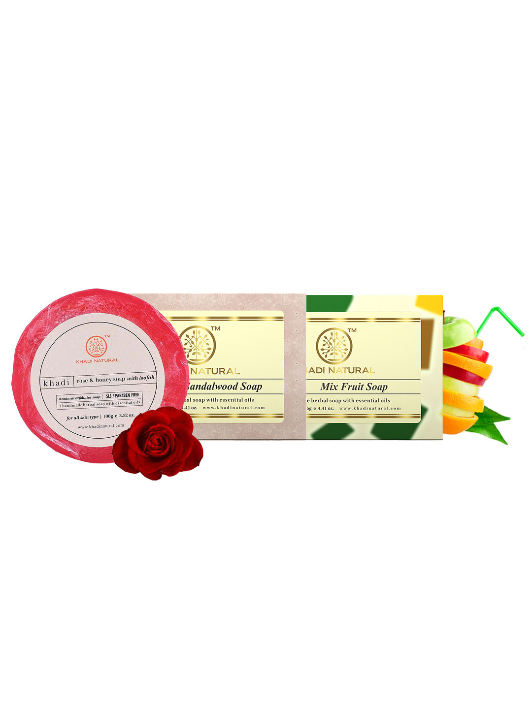 Khadi Natural Unisex Set of 3 Handmade Soaps