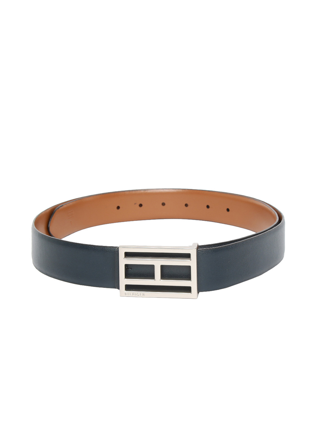 Tommy Hilfiger Men Navy Blue & Tan Brown Reversible Leather Belt