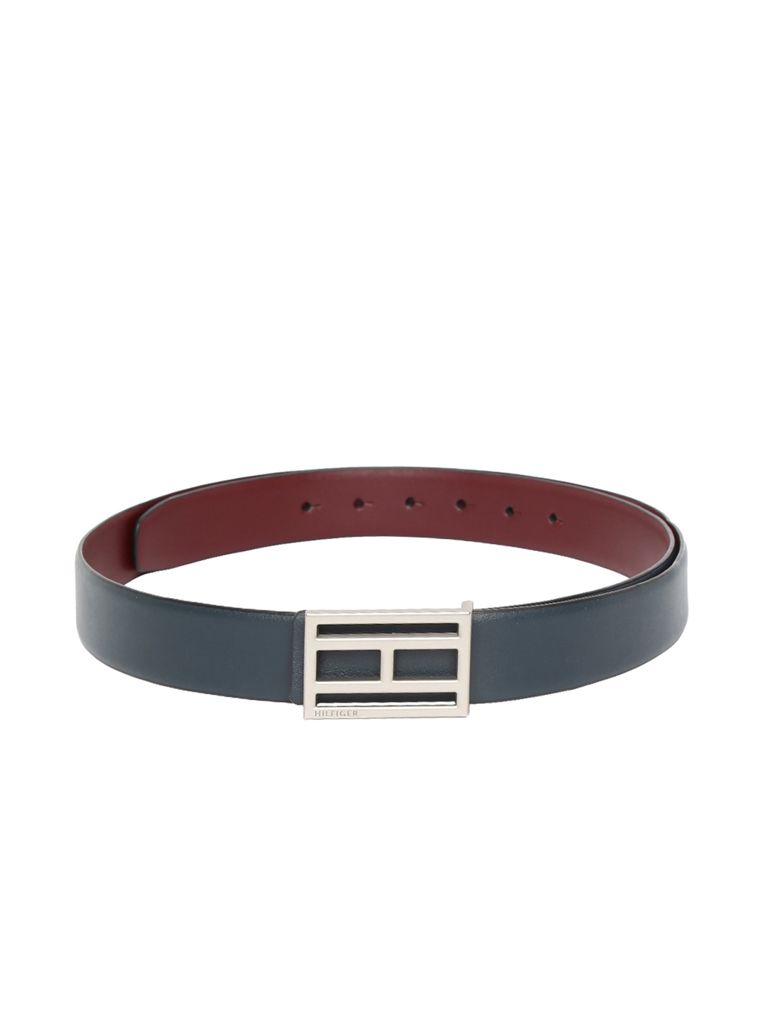 Tommy Hilfiger Men Maroon Navy Blue Solid Reversible Belt