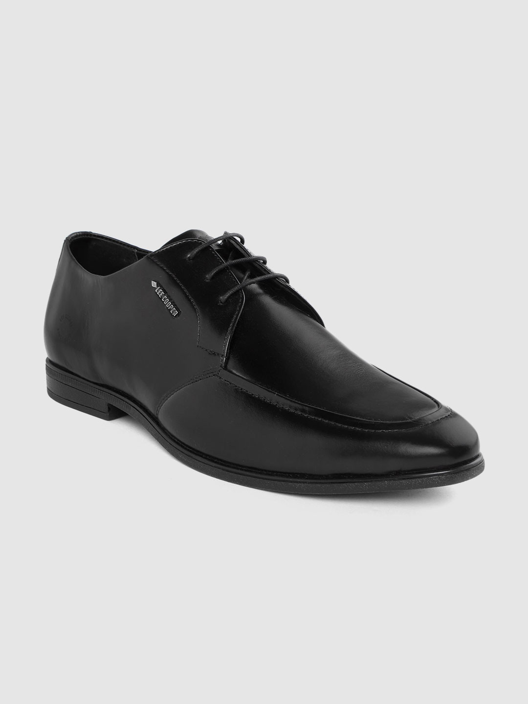 Lee Cooper Men Black Solid Leather Formal Derbys