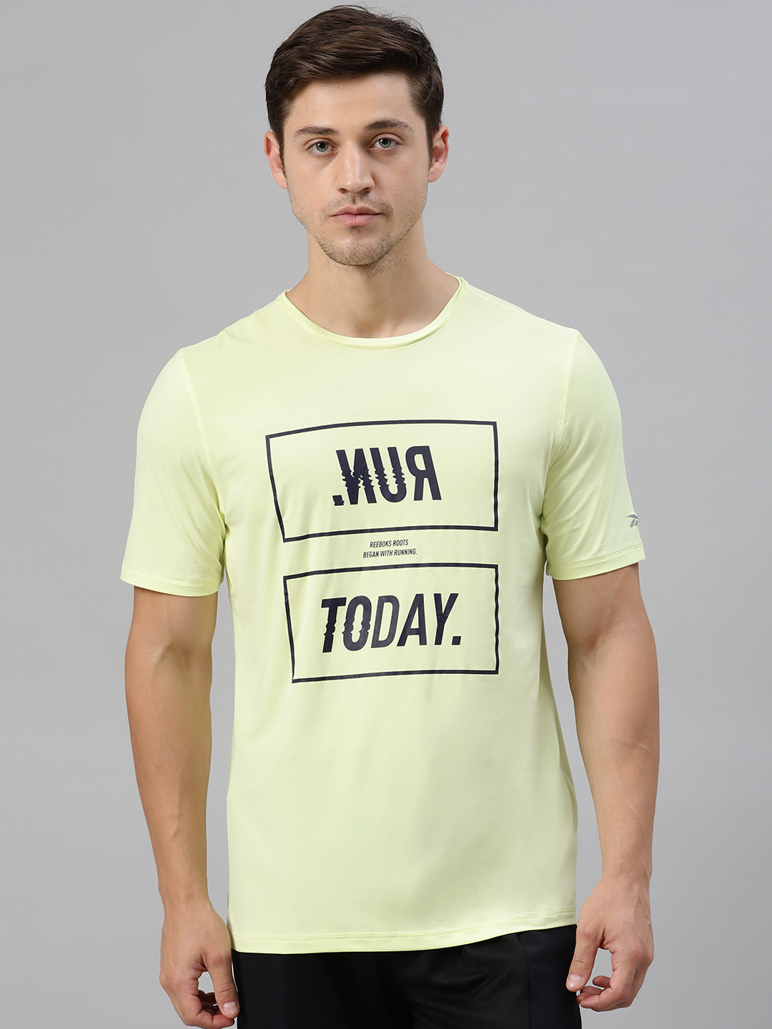 Reebok Men Yellow Printed One Series Running Activchill T-Shirt