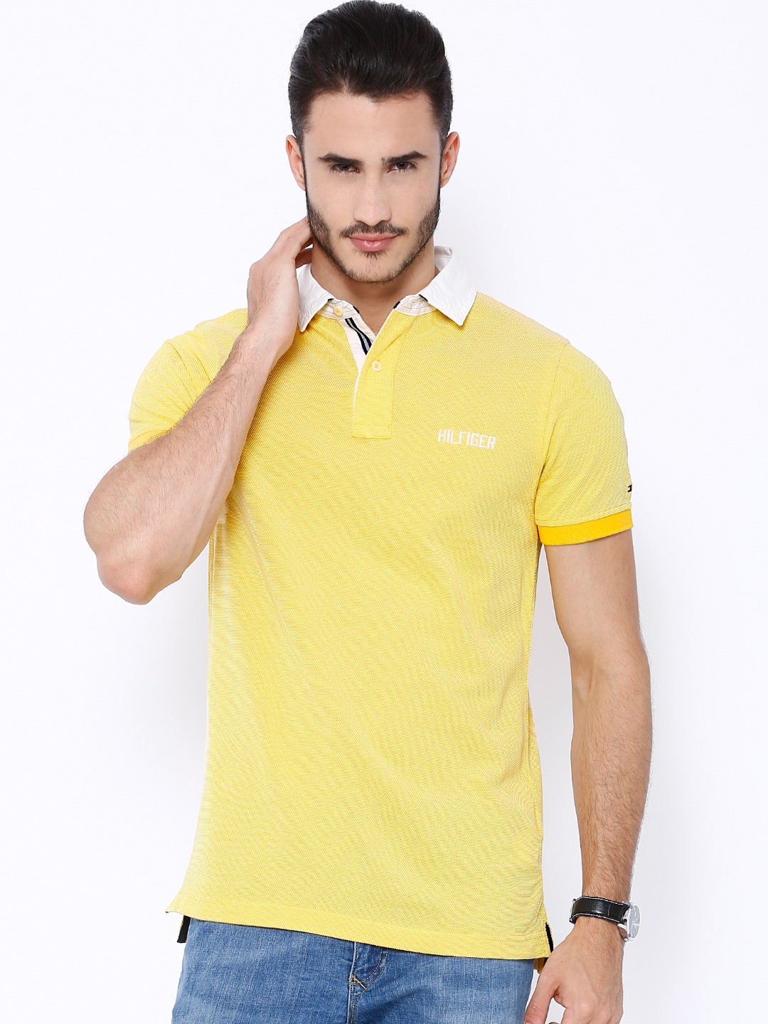 tommy hilfiger yellow polo t shirt