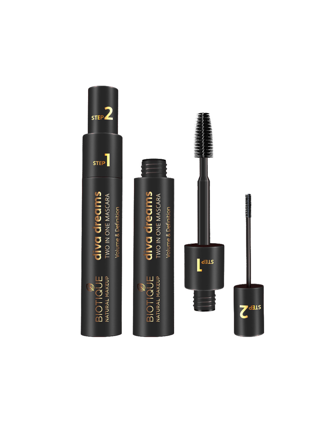 BIOTIQUE NATURAL MAKEUP Diva Dreams Two In One Mascara Volume & Definition - Onyx  MC10