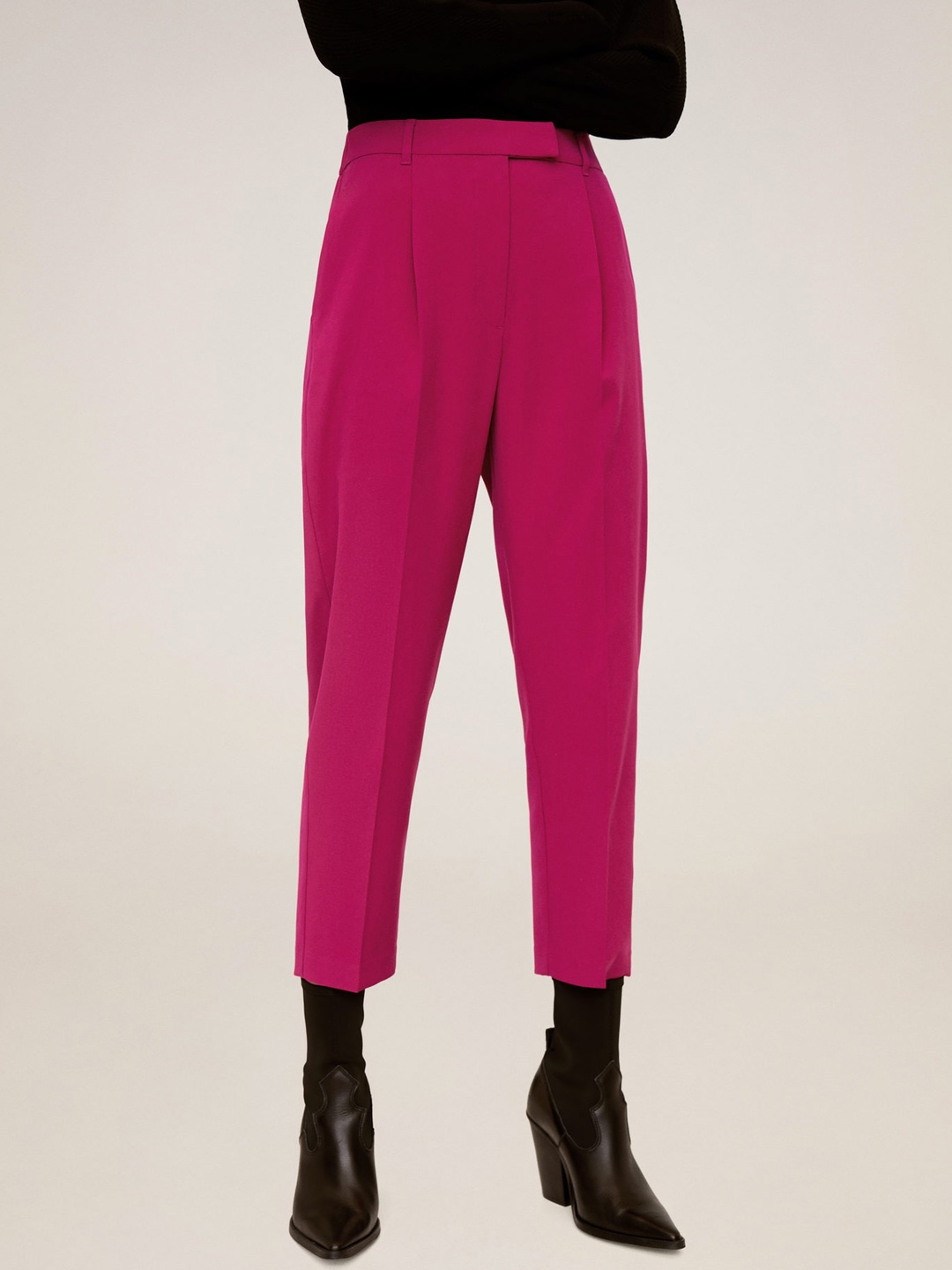 Silver cropped trousers and hot pink blouse  Style With a Smile link up   Style Splash
