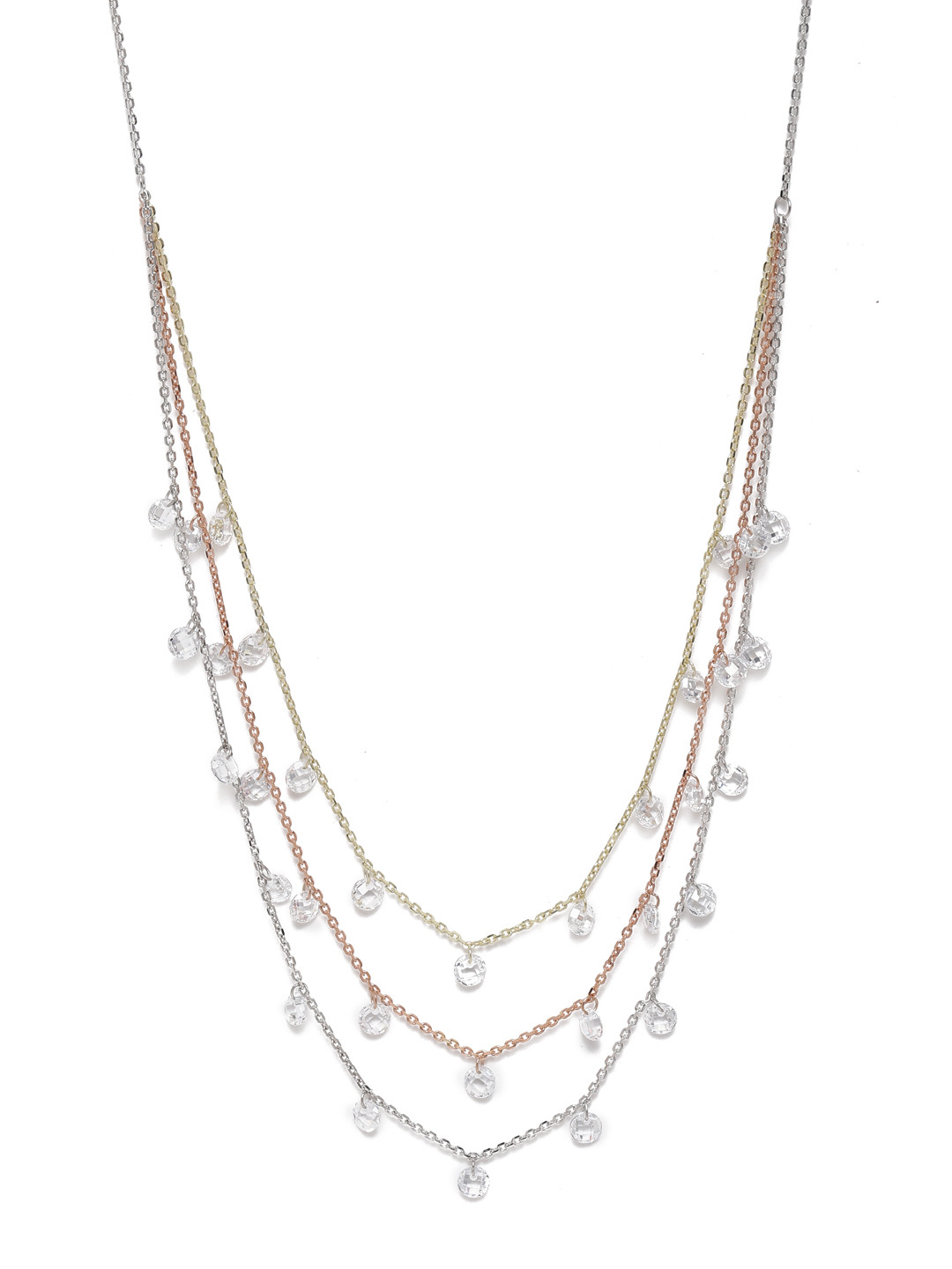 GIVA Sterling Silver Rhodium Plated Triple Layered Queens Necklace with 925 Stamp