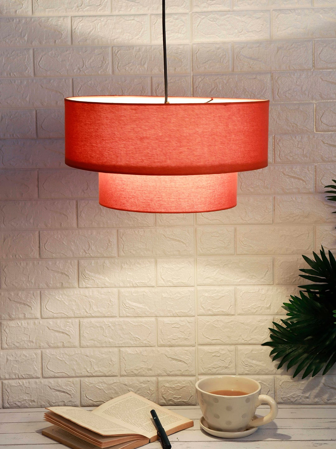 Grated Ginger Coral Red Solid Handcrafted Hanging Light