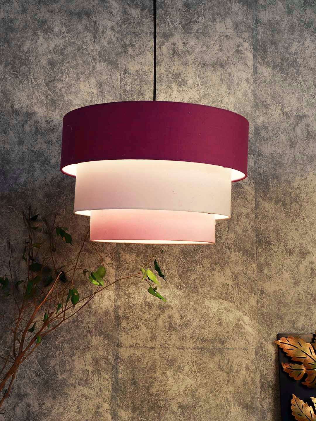 Grated Ginger Purple & White Colourblocked Handcrafted  Hanging Light