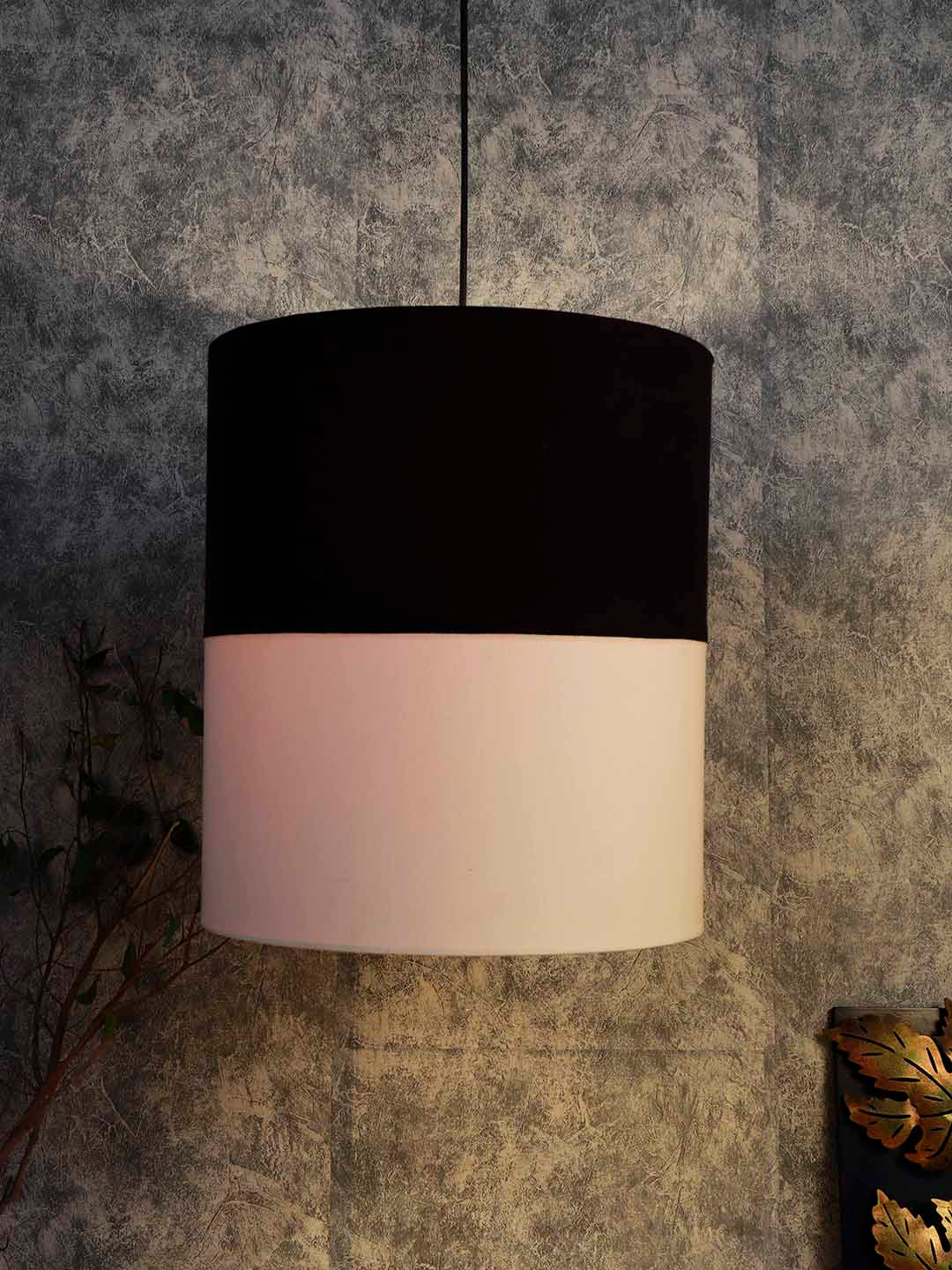 Grated Ginger Black & White Colourblocked Handcrafted Hanging Light