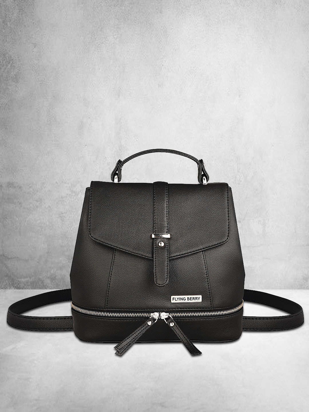 FLYING BERRY Women Black Solid Backpack