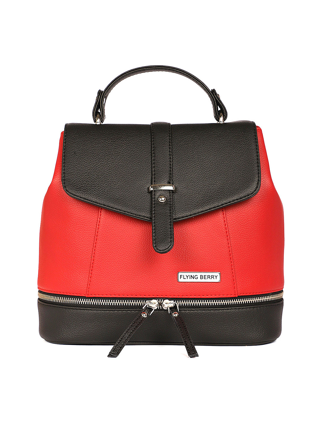 FLYING BERRY Women Red & Black Solid Backpack